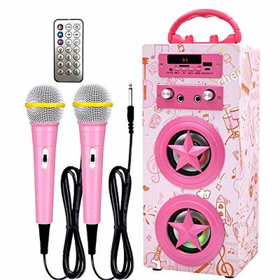 Kidsonor Kids Bluetooth Karaoke Machine with 2 Microphones, Wireless Remote  Control Portable Karaoke Music MP3 Player Loudspeaker with Microphones for