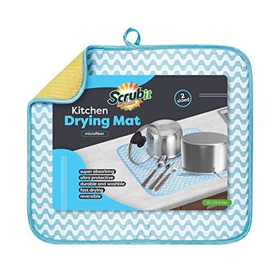 S&T XL Reversible Microfiber Dish Drying Mat - Teal - 18 x 24