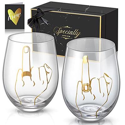 GEMTEND Engagement Gifts for Couples, Ring Finger Wine Glass