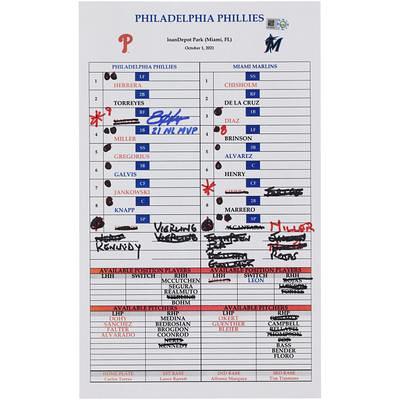 Philadelphia Phillies Signed Lineup Cards, Collectible Phillies Lineup  Cards