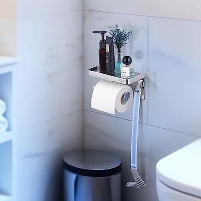 Adhesive Toilet Paper Holder with Phone Shelf SUS304 Stainless Steel Wall  Mounted Toilet Paper Roll Holder - Yahoo Shopping