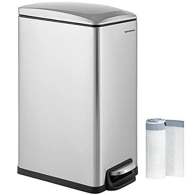 SONGMICS Trash Can 3 x 4.8 Gallon Kitchen Garbage Can 14.4 Gallon Recycle  Bin with Soft-Close Lids Pedals and Inner Buckets for Kitchen Stainless  Steel Silver and Black 