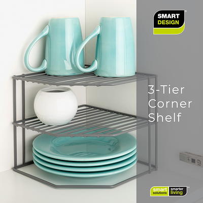 Smart Design 3-Tier Kitchen Corner Shelf Rack - 9 x 8 inch - White