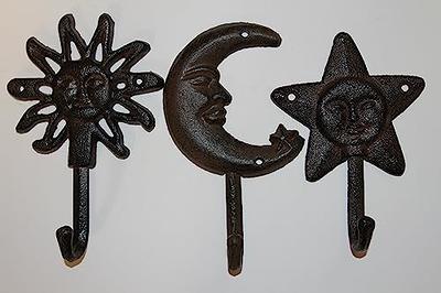 Set of 3 Cast Iron Sun, Moon and Star Wall Hooks for Entryways or Any  Hanging Storage Location You Need a Handy Hook. Heavy Duty and Durable! -  Yahoo Shopping