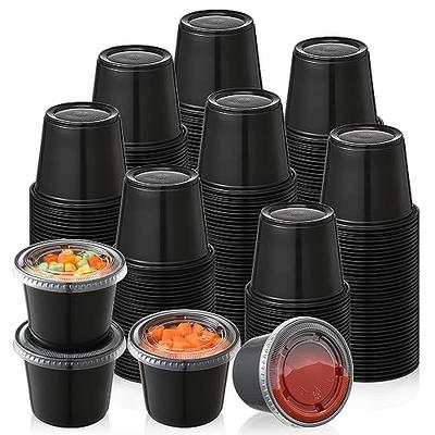 100 Sets 5.5 oz Small Plastic Containers with Lids, Jello Shot Cups with  Lids, Disposable Portion Cups, Condiment Containers with Lids, Souffle Cups  for Sauce and Dressing 100 5.5 oz.