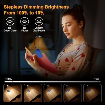 Gritin 9 LED Rechargeable Book Light for Reading in Bed - Eye Caring 3  Color Temperatures,Stepless Dimming Brightness,80 Hrs Runtime Small  Lightweight