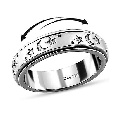 Shop LC 925 Sterling Silver Fidget Ring Men Spinner Ring Moon Star Anxiety  Ring for Women Wedding Band Platinum Plated Statement Jewelry Stress Relief  Bridal Engagement Rings Size 10 Valentines Day - Yahoo Shopping
