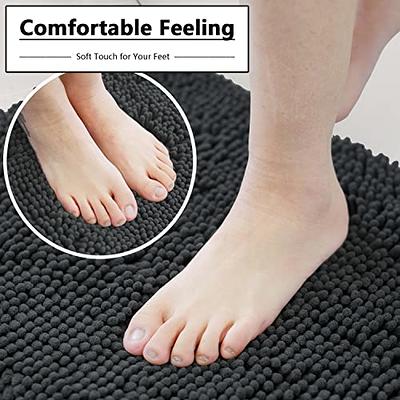 Bathroom Rugs, Chenille Bath Mats Microfiber, Charcoal Gray, 20x32,  Mayshine