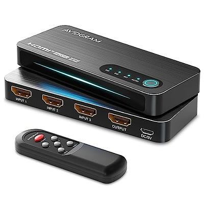 2-Port 8K HDMI Switch, HDMI 2.1 Switcher 4K 120Hz HDR10+, 8K 60Hz UHD, HDMI  Switch 2 In 1 Out, Auto/Manual Source Switching, Power Adapter and Remote