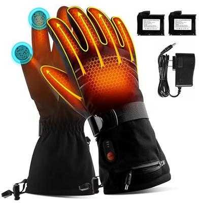 Heated Gloves 3.7V Rechargeable Battery Powered Electric Heated Hand  Warmer, 3 Heating Levels with Adjustable Temperature, Touchscreen  Waterproof and Windproof Gloves for Fishing Skiing Cycling 