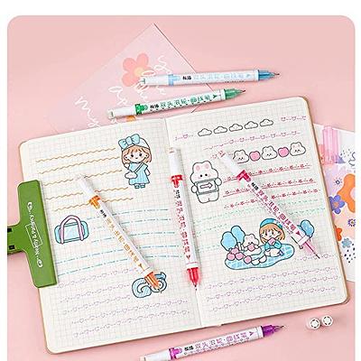 AOROKI 12 Pastel Colored Curve Highlighter Pen Set, 10 Different Shapes  Dual Tip Aesthetic and Cute Markers for Kids Adults Journaling Drawing Note