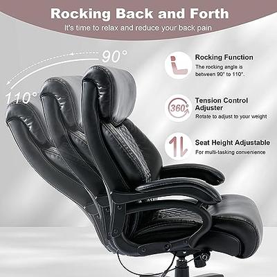 400Lbs Big and Tall Office Chair Wide Spring Seat Executive Office Chair  Back Support Home Office Desk Chair for Heavy People Computer PU Leather  Chair with Heavy Duty Casters 360 Swivel Chair (