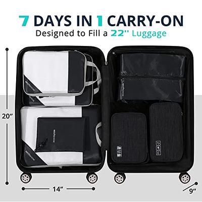 Compression Packing Cubes for Suitcases, SYCARON 7 Set Travel Packing  Organizers Bags Mesh Expandable Packing Cubes for Carry on Luggage with  Laundry