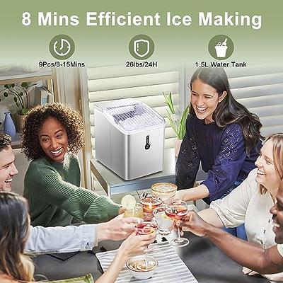  Countertop Ice Maker Portable Nugget Ice Machine Chewable  Compact Mini Ice Chip Maker Nugget Machine Produce 26lbs per Day Bullet Ice  Cube, Silver SMETA : Appliances