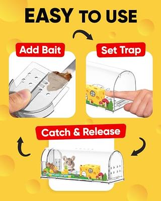 Mouse Traps Indoor for Home Mice Traps for House Indoor No Kill Live Catch Mouse  Trap Smart Traps That Work Animal Rodent Catch and Release Double Mousetraps  Easy Set Reusable Hotel,Fully transparent 