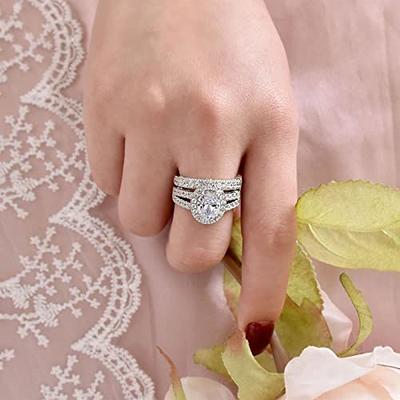 Wuziwen 4 Carats Wedding Engagement Band Rings for Women Sterling Silver  Cubic Zirconia Size 8 - Yahoo Shopping