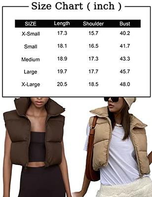 Watashi Women's Crop Puffer Vest Winter Zip Up Sleeveless Stand Collar  Padded Coat(Beige-XS) at  Women's Coats Shop