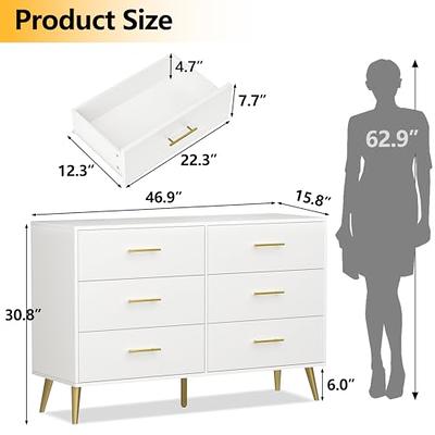 SEJOV White Dresser for Bedroom with 6 Deep Drawers, Modern Wood