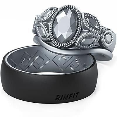 Rinfit Silicone Rings for Women & Men - Matching Silicone Wedding Bands Sets for Him & Her - Rubber Rings for Couples - Two-Tone Collection