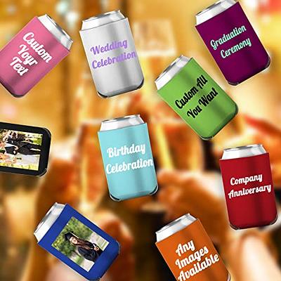 Custom Beer Can Cooler Sleeves Bulk Personalized Insulated Beverage Bottle  Holder with Logo Image Text for Wedding Birthday Party