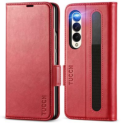 for Samsung Galaxy Z Fold 4 Case, Galaxy Z Fold 4 Wallet Case PU Leather  Card Slot & Cash Side Pocket Shockproof Flip Phone Cover Compatible with Z