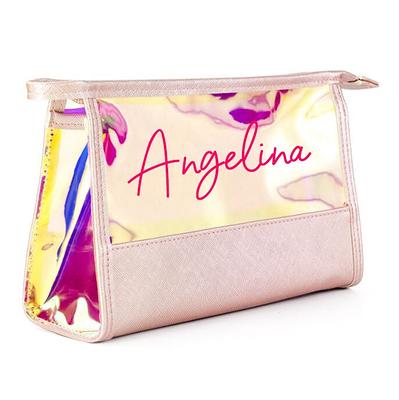 Personalized Metallic Pink Cosmetic Bag