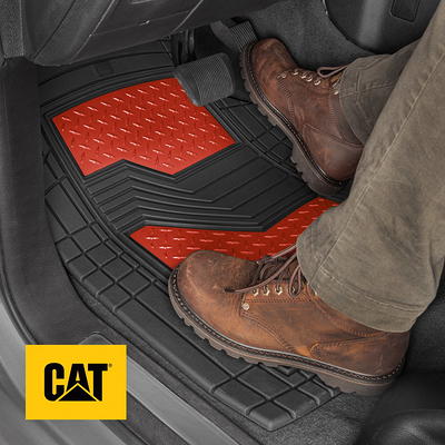 Caterpillar Cat Large Front Heavy-Duty Rubber Floor Mats & Cargo Trunk Liner for Car SUV Van Sedan, Black - Trim to Fit, All Weather Deep Dish