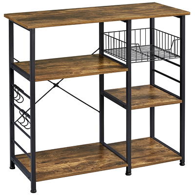 FUFU&GAGA Light Brown 5-plus Shelves Wood 35.4 in. W Baker's Rack Corner  Storage Shelf Unit Kitchen Organizer Rack KF260087-01-c - The Home Depot