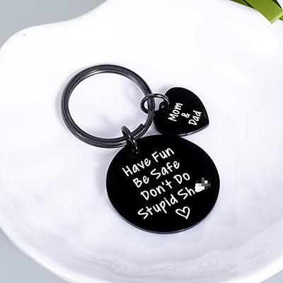 Funny Gift for Your Kids. Don't Do Stupid Shit Love Mom, Gift From Mom,  Gift for Teenagers, 1st Car Key Chain, Drivers License Gift for Son 