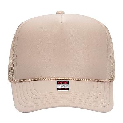 Top Headwear Blank Trucker Hat - Mens Trucker Hats Foam Mesh Snapback White/Beige