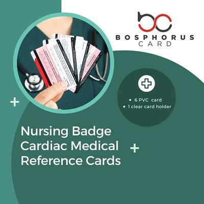 EKG Cardiac Nurse ECG Nursing Student Badge Card Reference- (EKG Rhythm,  Lab Value, Cardiac Drips,12 Lead Place) - ER, ICU, Telemetry RN, EMT