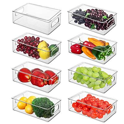 10 Pack Refrigerator Pantry Organizer Bins, Stackable Fridge Organizer Bins  with Lids, Clear Plastic Food Storage Bins for Kitchen, Countertops,  Cabinets, Fridge, Drinks, Fruits, Vegetable, Cereals