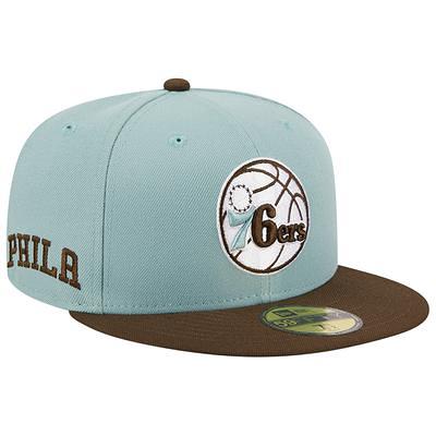 Men's New Era Pink/Light Blue Philadelphia 76ers Paisley Visor 59FIFTY Fitted Hat