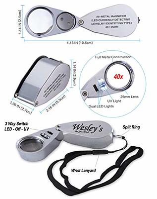 2 Pack 40X Metal Illuminated Jewelry Loop Magnifier, Magnifying Glass with  LED Light Pocket Folding Jewelers Loupe for Currency Detecting Jewlers  Identifying Type Lupe - Yahoo Shopping