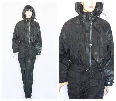 Women's Retro Black Ski Suit