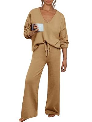 LILLUSORY Knit Lounge Set 2023 Two Piece Outfits Short Sleeve Knit Pullover  Loungewear Pajamas Sets, Apricot, Small : : Clothing, Shoes &  Accessories