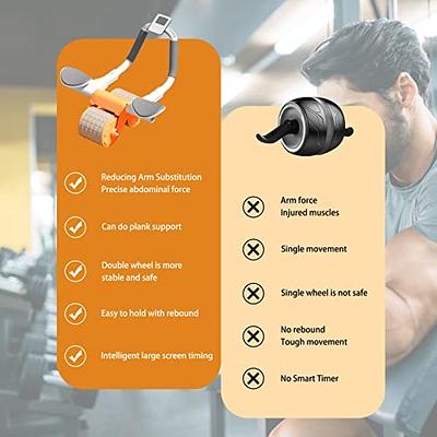 Automatic Rebound Abdominal Wheel, Ab Roller with Elbow Support for Core  Workout, Plank Ab Roller for Core Trainer with Timer/Phone Holder, Ab Roller  for Abs Workout in Office, Home, Outdoor, Orange 