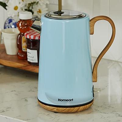 OVENTE Portable Electric Kettle Stainless Steel Instant Hot Water Boiler  Heater 1.7 Liter 1100W Double Wall Insulated Fast Boiling with Automatic  Shut Off for Coffee Tea & Cold Drinks, White KD64W 