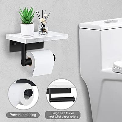 Marble Toilet Paper Holder with Shelf, 304 Stainless Steel Toilet