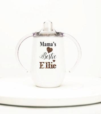 Personalized 12 oz sippy cup tumbler, dual lids, Holy cow I'm cute