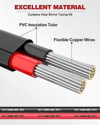 18 Gauge Electrical Wire 2 Conductor, 50ft Red & Black Tinned Copper Hookup  Wire, 18AWG 2pin Insulated Stranded Low Voltage Cable, Flexible Extension