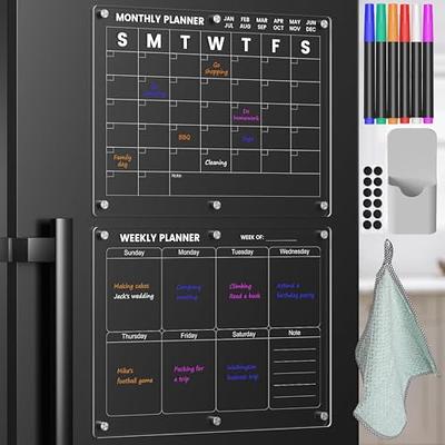 Magnetic Acrylic Calendar for Fridge, 2Pcs Clear Magnetic Calendar for  Fridge, Reusable Magnetic Fridge Calendar Dry Erase Acrylic Planning Boards  with 6 Dry Erase Markers and Magnetic Holder - Yahoo Shopping