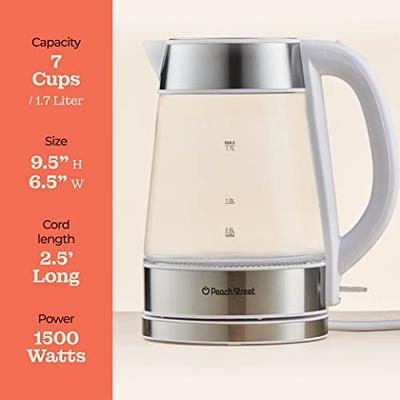 Speed-Boil Water Electric Kettle, 1.7L 1500W, Coffee & Tea Kettle  Borosilicate Glass, Water Boiler, Auto Shut-Off, Cool Touch Handle, Base  Detachable, LED. 360° Rotation, Boil Dry Protection (White) - Yahoo Shopping