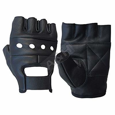 Genuine Leather Lambskin Punk Fingerless Motorcycle Biker Riding