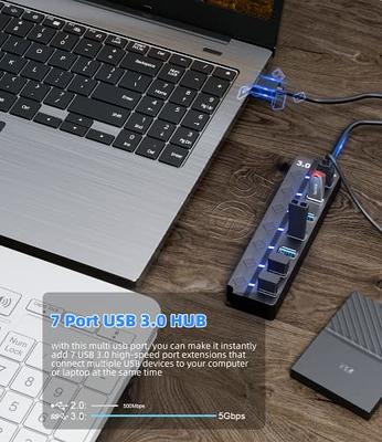 4 Port USB Hub with 4 USB 3.0 Data Ports + 1 USB Smart Charging Port and  Power Adapter for Mac Laptop HDD Disk PS4 Xbox One …