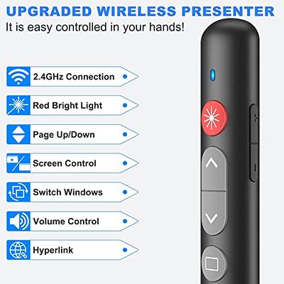 Presentation Remote Clicker, Wireless Presenter for PowerPoint Presentation  Remote, RF 2.4GHz USB for Mac, Keynote, Computer, Laptop