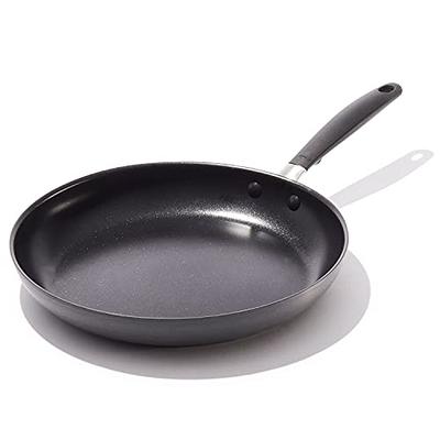 Anolon X SearTech Aluminum Nonstick Frying Pan with Helper Handle, 12-inch,  Super Dark Gray