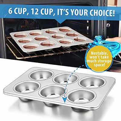  E-far Muffin Pan Set of 2, Stainless Steel Muffin Pan