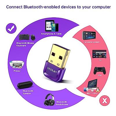 USB Bluetooth 5.0 Adapter Dongle,Wireless Bluetooth Transmitter Receiver  for PC Laptop Computer Desktop Stereo Music Skype Call Keyboard Mouse  Support All Windows 10/8 / 8.1/7 