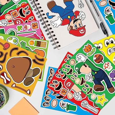 24Pcs Mario Make a Face Stickers Sheets, Make Your Own Mario Stickers  Sheets for Kids Mixed